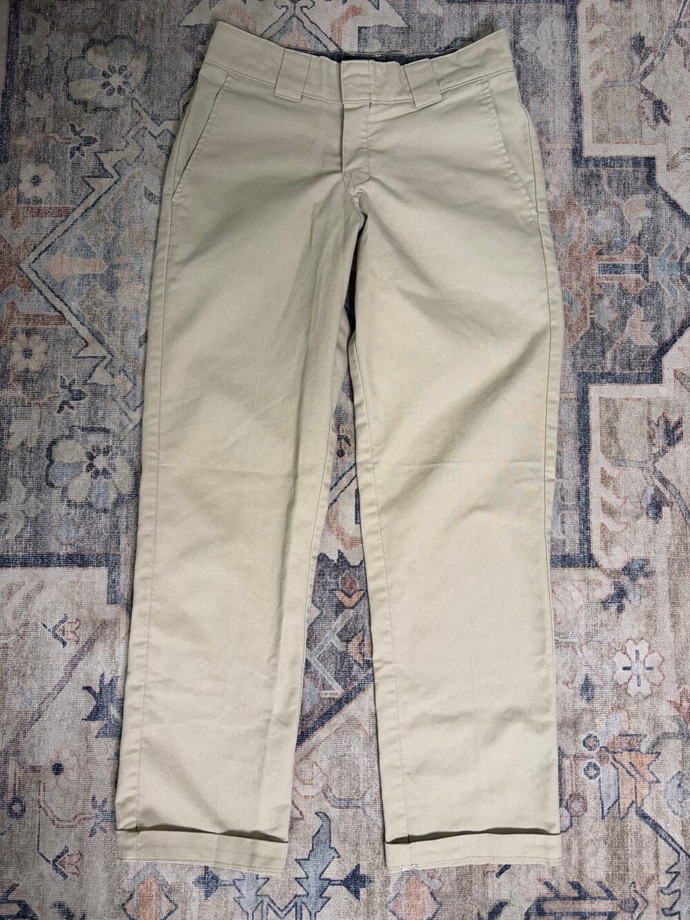 Dickies FLEX Mens 28x30 Slim Fit Tapered Work Pants Khaki Tan